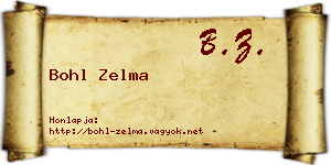Bohl Zelma névjegykártya